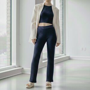 Paloma Wool Blue Ribbed Knit Glitter Pants - XS